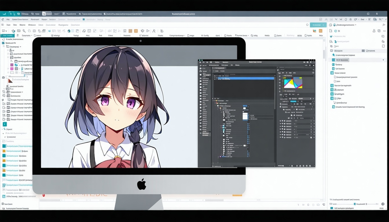A visual page builder on a monitor