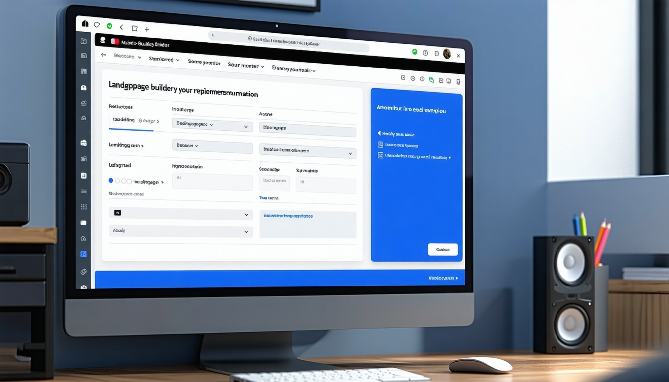 Monitor showing a landingpage builder