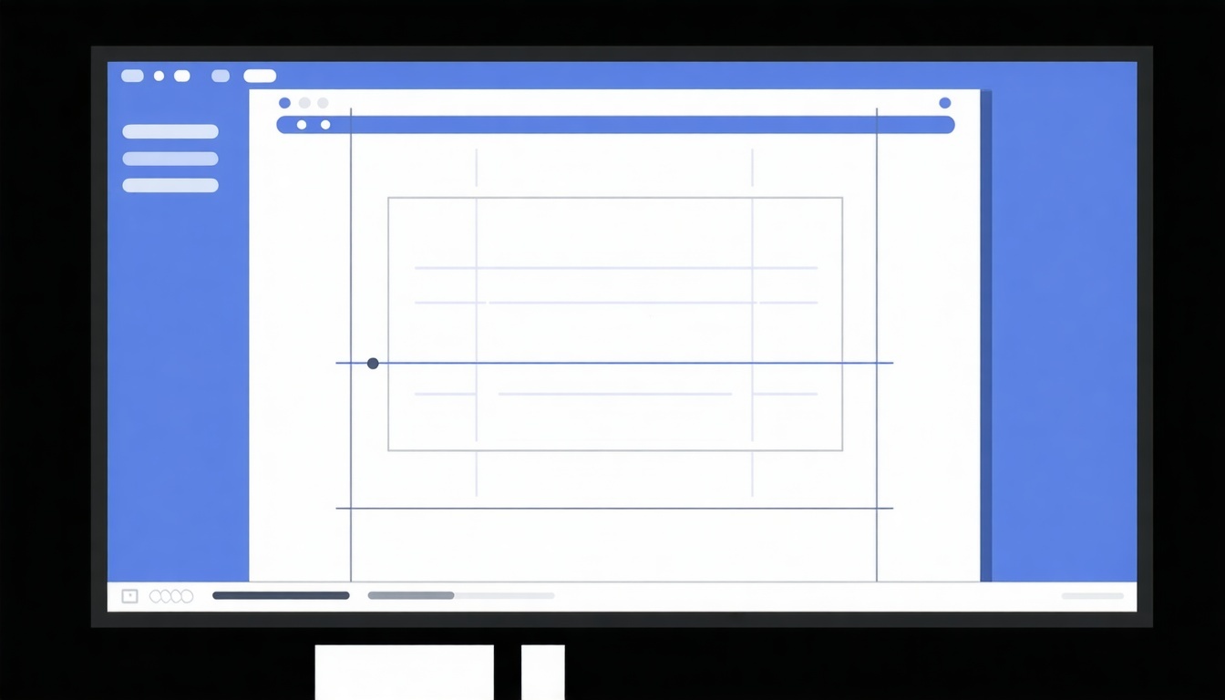 Show a monitor with a page builder on it